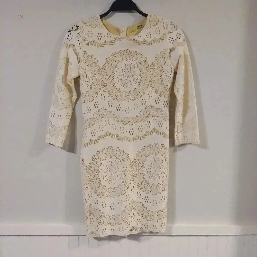 Jay Crochet Beige Dress‎